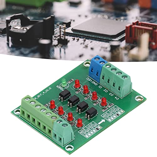 Fyearfly Optocoupler Insulation Card, 4-Channel Optocoupler Insulation Module 24V to 5V PLC Signal Level Voltage Converter Electrical Component for Pnp to Npn Conversion