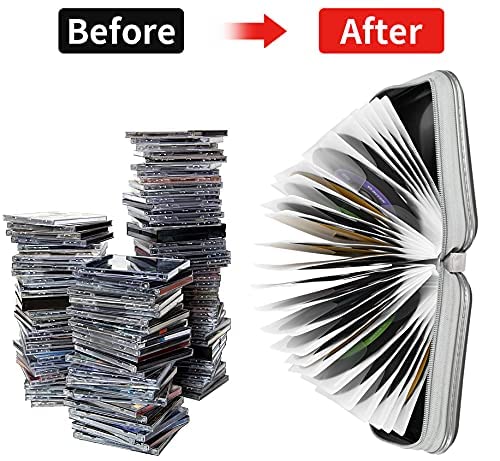 [Australia - AusPower] - 48 Capacity CD Case,Portable DVD Hard Plastic Case Holder CD Organizer Wallet Protective DVD Storage (Black, 48) black 
