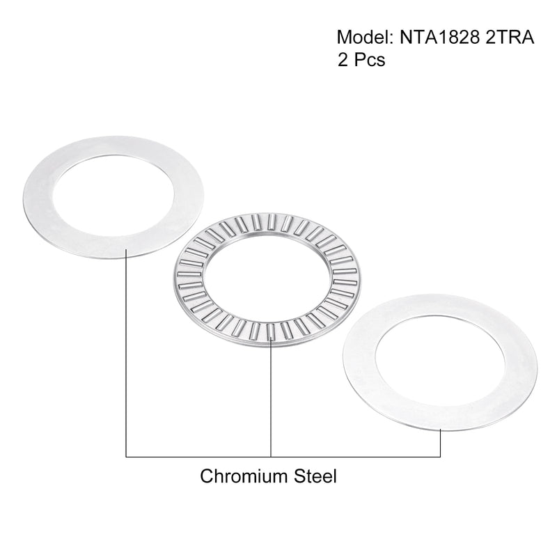 [Australia - AusPower] - uxcell 2 Pcs NTA1828 2TRA Thrust Needle Roller Bearings with Washers, 1.13" ID, 1.74" OD, 0.14" Thk, for Lawn Mower Truck Power Steering, Chrome Steel (ABEC5) 1.13" x 1.74" x 0.14" 