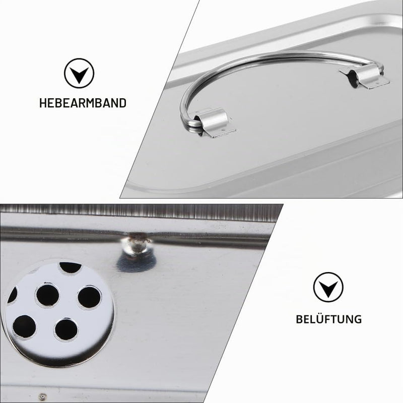 FRCOLOR Stainless Steel Disinfectant Box with Lid - Instrument Tray for Sterilisation Storage Professional Disinfectant Tray for Thermometer Medical Tools Hairdresser 24X15CM silver