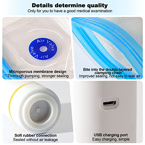 Portable Vacuum Sealer Set With 10 Vacuum Bags, Mini Bag Sealer Rechargeable Food Vacuum Pump Food Sealer Portable Mini Vacuum Sealers For Food Preservation Cooking