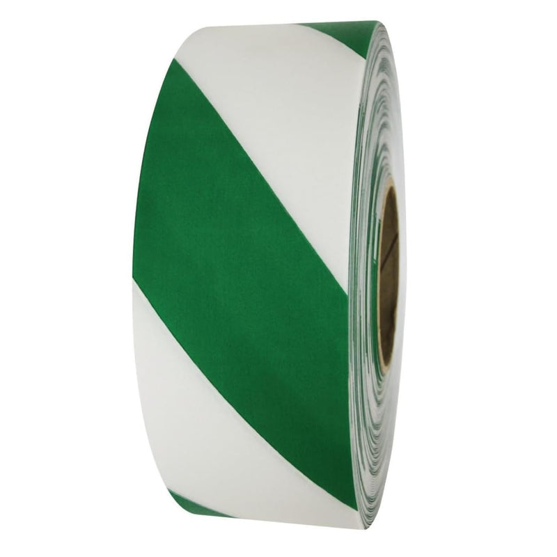 DuraMark RPT-750 Hazard Safety Warning Stripe Tape, Outdoor Heavy Duty Rubber Base Safety Tape, Reflective Slip Resistant Pavement Marking Adhesive Tape for Hazardous Areas (Green & White, 2" x 18') 2 Inch x 18 Ft Green/White