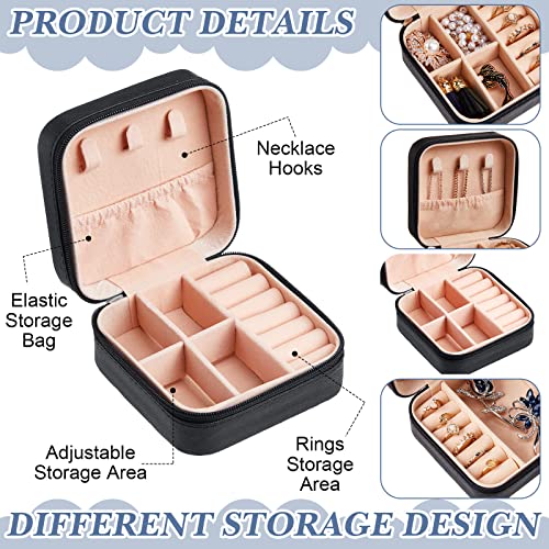 Yinkin 9 Pcs Travel Jewelry Case Boxes Small Jewelry Travel Mini Organizer with 9 Pcs Hair Scrunchies, Bridesmaid Women Girls Earring Ring Storage Gift(Black) Black