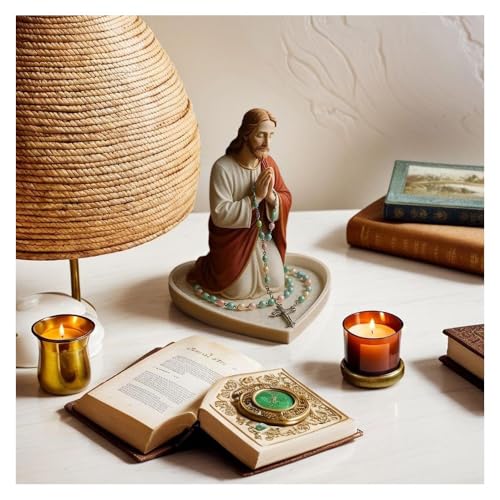 Virgin Mary Rosary Holder,Rosary Holder Catholic,Jesus Rosarys Holders,Elegant Our Lady Prayer Rosarys Box Religious,Necklace Display Rack for Bedroom Living Room Desktop Decoration (Mary)