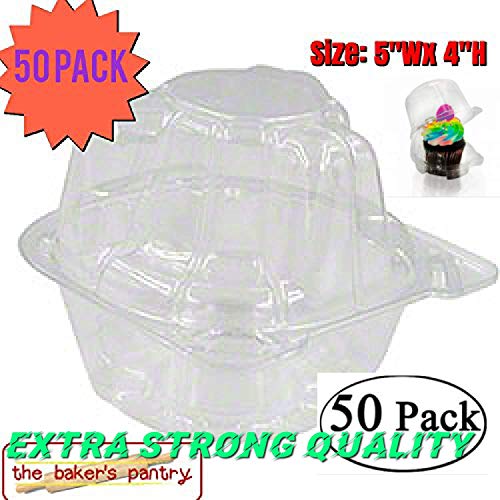 50 jumbo individual cupcake containers large Strong Quality Clear individual Cupcake and Muffin Containers plastic disposable single Compartment cupcake containers individual jumbo cupcake containers) 50 single cupcake containers