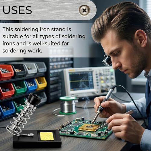 Soldering Iron Stand Soldering Iron Stand with Cleaning Sponge 10 Pieces and 1 Piece Brass Wool for PCB Electronics Repair DIY Workshop
