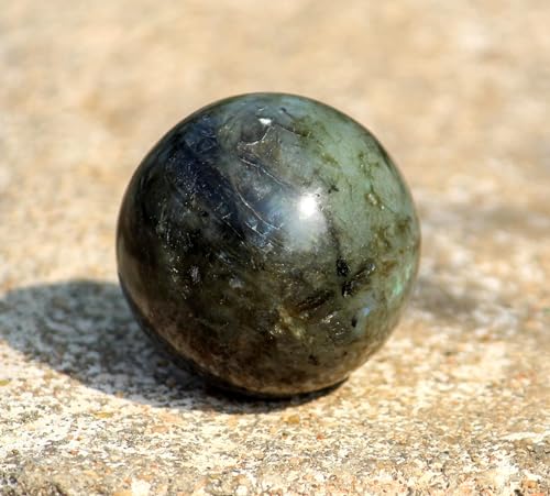 Jet Labradorite Crystal Ball 50-55 mm | Natural Labradorite Sphere with Stand for Positive Energy, Reiki Healing, Meditation, Aura Protection, Home Décor & Spiritual Gifts