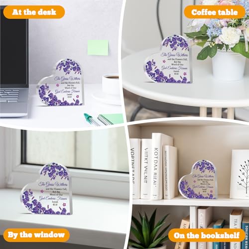 Christian Bible Verse Gift Christian Inspirational Gifts for Women Acrylic Heart Plaque Religious Gifts for Friend Scripture Gift Christmas Birthday Graduation Presents for Girls Desk Decorative Sign