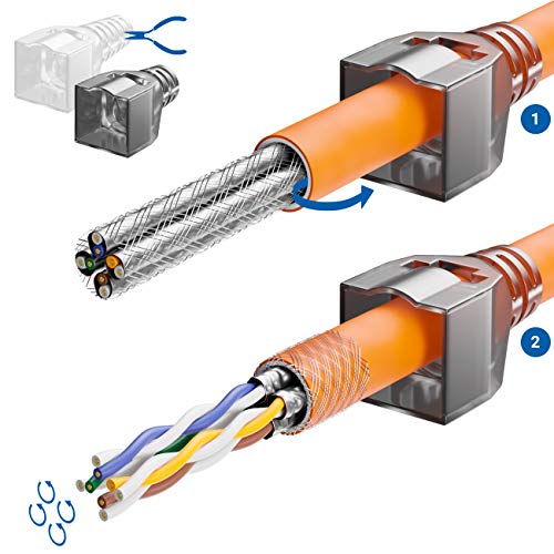 deleyCON CAT 6a Network Connector RJ45 LSA, Shielded, 10 Gbps, Pack of 24 | With LSA connection for rigid installation cable, LAN cable, network cable, CAT6a plug and metal housing 24 pieces