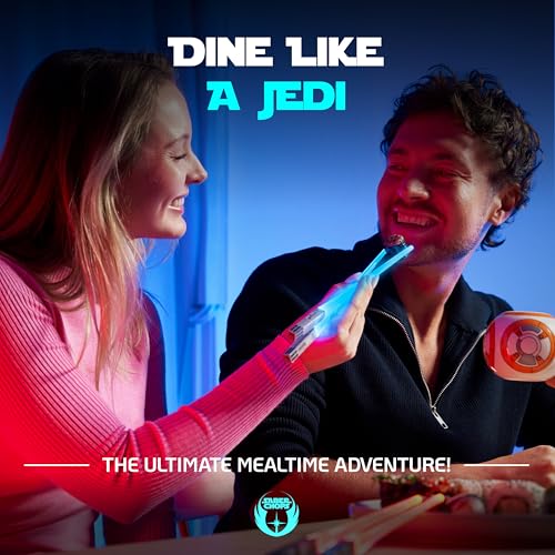 LIGHTSABER CHOPSTICKS LIGHT UP STAR WAR CHOPSTICK LED Glowing Light Saber Chop Sticks REUSABLE Sushi Sabers Cool Fun Geeky STARWAR Chop Stick Set Darth Red Green Blue Purple | 4 Pairs CASE GIFT BOX Regular Tips