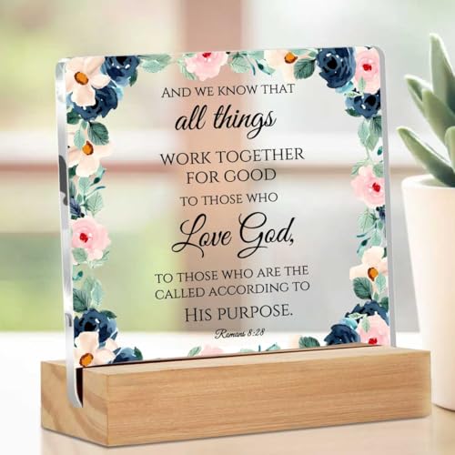 Christian Gifts for Women, Inspirational Quotes Acrylic Decor Sign, Religious Gifts for Mom Friends Coworker Sister, Bible Verse Desk Gadgets Table Top Cubicle Decor Accessories Multicolour 02332