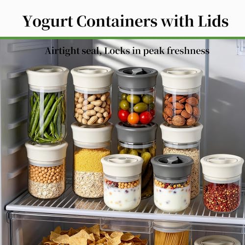 2 x 27oz Glass Airtight Coffee Container, Coffee Canister with Twist-Seal Beige + Gray