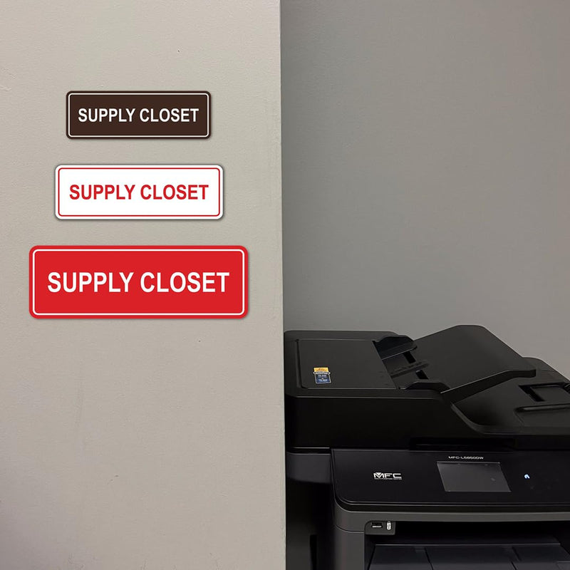 Signs ByLITA Standard Supply Closet Wall or Door Sign | Office Storage Signage (Black) - Large 2 Pack 3 x 9" - Large (2 Pack) Black