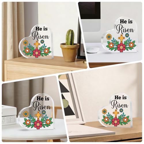 Christian Heart Shaped Acrylic Plaque for Women Christian Easter Gifts Home Office Desk Decor Religious Gifts for Women Daughter Friends Scripture Gift Acrylic Plaque Keepsake