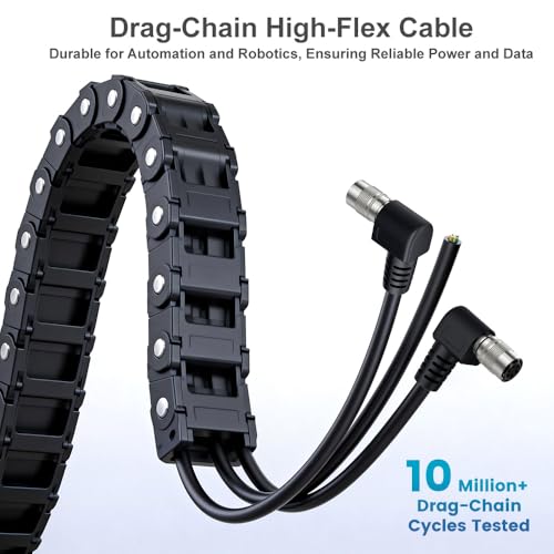 Alvin's Cables HR10A-7P-6S Hirose 6 Pin Female to Open End Power I/O Cable for Sony CCD, Basler, Keyence, Cognex, Baumer, Hikvision Industrial Camera, High Flex Shielded C-Type 32.8ft/10m Right angle 6 Pin C-Type