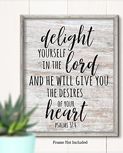 Govivo Delight yourself in the Lord, Psalm 37:4 - Christian Wall Art - Motivational Rustic Print - 11x14 Unframed 14"L x 11"W