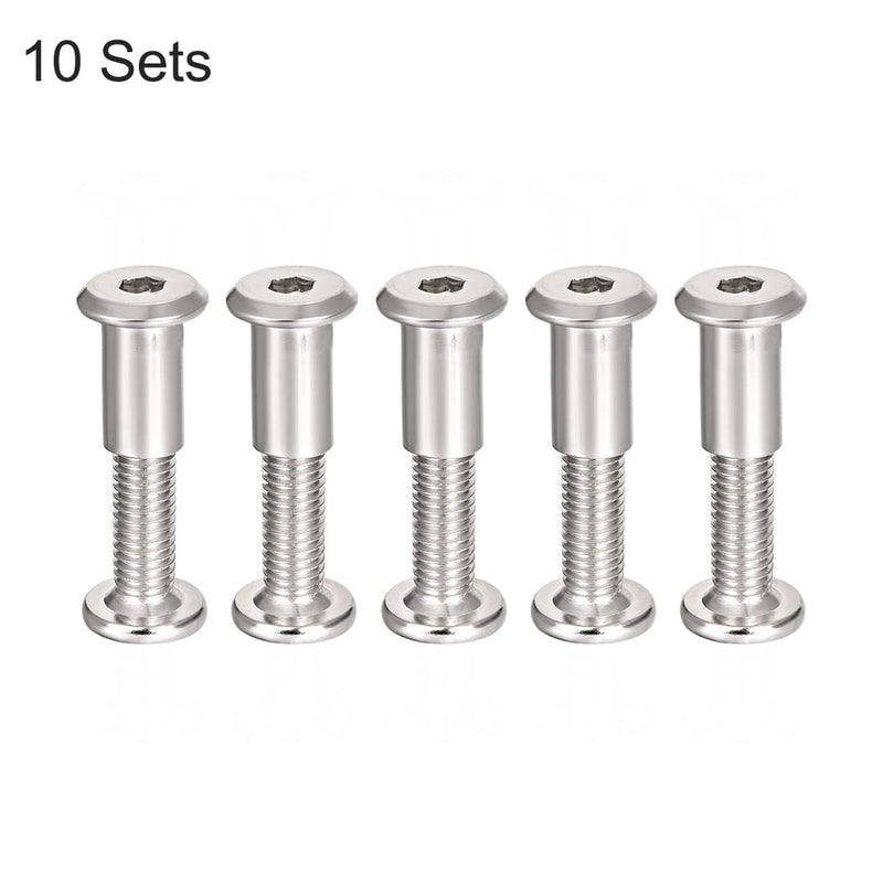 [Australia - AusPower] - uxcell Screw Post Fit for 3/8"(10mm) Hole Dia, Male M8x30mm Belt Buckle Binding Bolts Leather Fastener Carbon Steel 5 Sets 30mm 