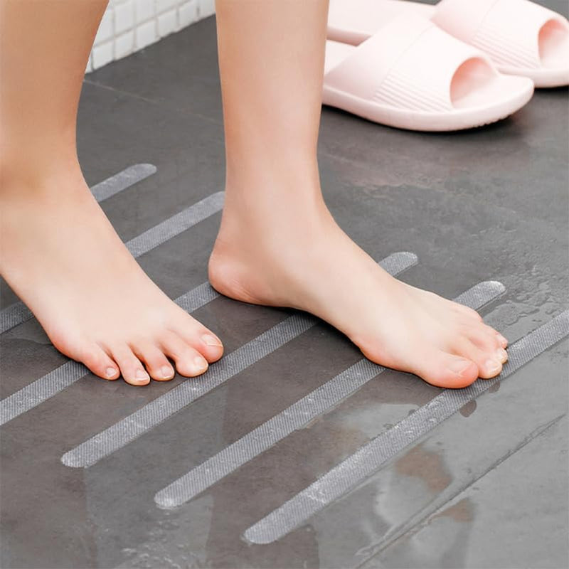 VOSAREA Clear Anti-Slip Tape for Stairs 39.37X1.96In Transparent Waterproof Traction Strips for Indoor Outdoor Steps Wooden Floors Patios Ramps