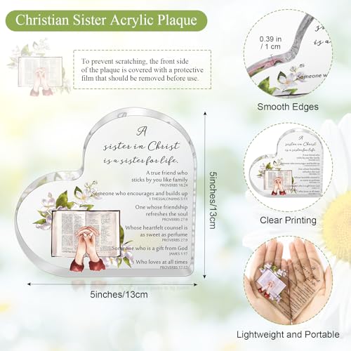 Barydat 5 Pcs Sister in Christ Gifts for Women Christian Acrylic Desk Decor
