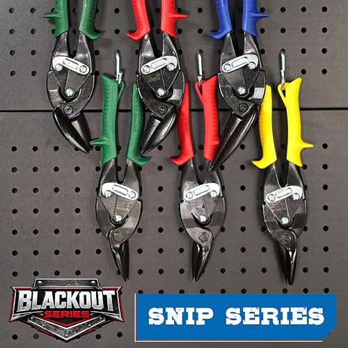MIDWEST Blackout Aviation Snips left-cut offset tin snips with black handles and metal blades