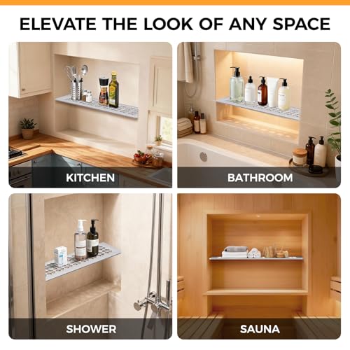 Powhorse shower niche shelf for Schluter Kerdi board, wall-mounted shower caddy for bathroom storage, durable and easy to install