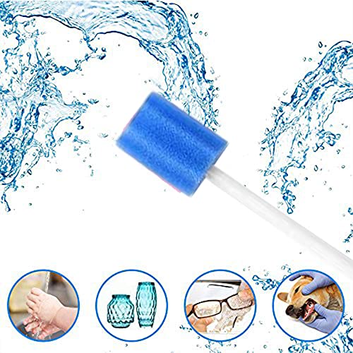 Pack of 100 Disposable Oral Care Sponge Portable Mouth Sponge Oral Care Sticks | Disposable for cleaning dental clinics 13.5 cm (blue) Blue
