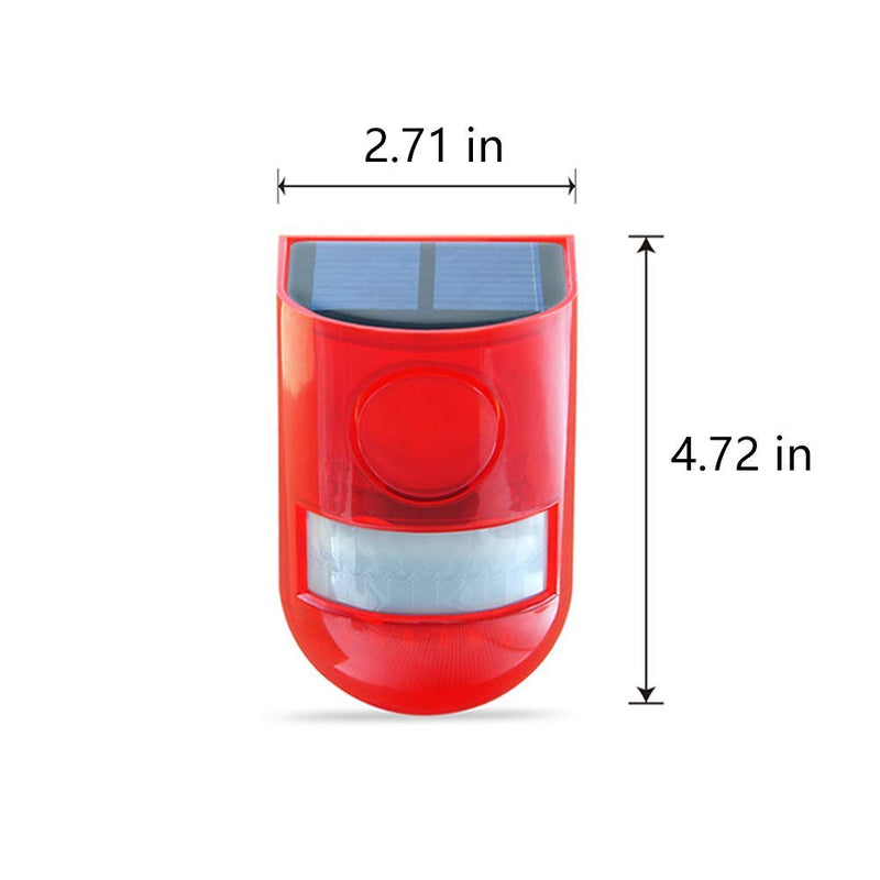 [Australia - AusPower] - Aolyty Solar Motion Sensor Detector Siren Sound Alarm LED Warning Strobe Flashing Red Light Security Outdoor Waterproof Device Keep Animal Away for Home Warehouse Farm (Red Lampshade) 