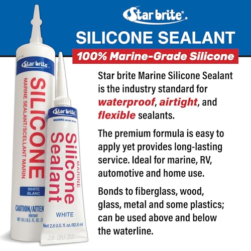 STAR BRITE marine silicone sealant tube, white waterproof silicone caulk, 10.3 fl ozાન્ય