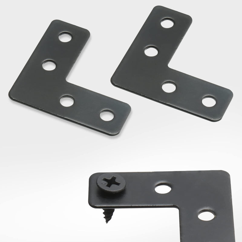 [Australia - AusPower] - Piutouyar Black Stainless Steel L Braces Flat Corner Braces 40mm x 40mm/1.57 x 1.57 Inch Angle Brackets Connector Fixing Repair Joint Bracket for Wood Furniture (20Pcs) 