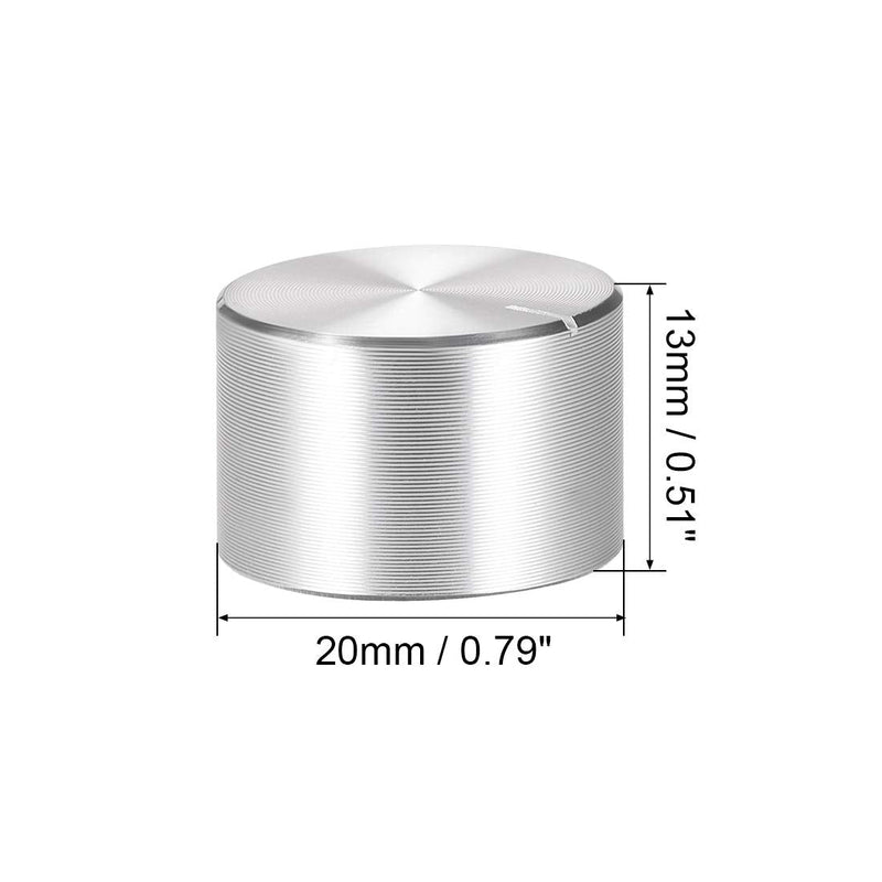 [Australia - AusPower] - uxcell 5pcs Potentiometer Knob Knurled Shaft Silver Tone Aluminum Smooth Surface Rotary Knob 20mmx13mm Volume Control Knob 
