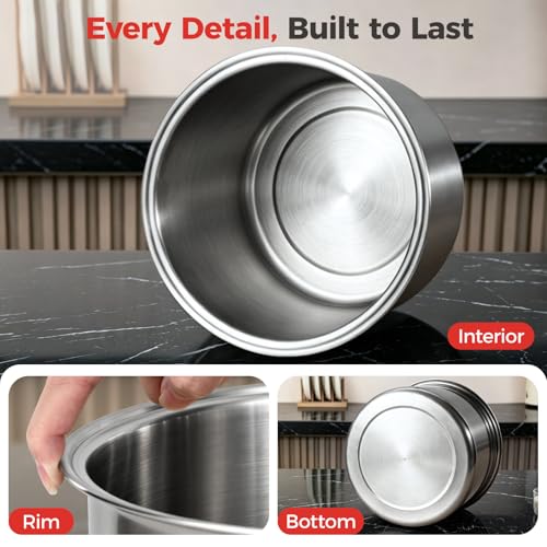 Umimile 304 Stainless Steel Airtight Food Storage Container – 10L (2.6Gal) Metal Canister with Clear Lid, 0.8mm Thick, Silicone Plug Release & Removable Gasket – for Rice, Flour, Pet Food (13L) 13L