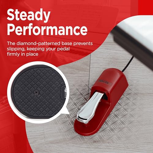 VALDI BP-3 Sustain Pedal - Universal Pedal for Keyboard Piano, Digital Pianos, MIDI Keyboards & Synths - Conversion Switch for All Brands - 1/4'' Jack, Anti-Slip Design, Extended Cable (RED) RED