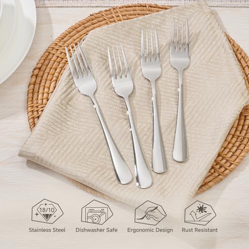 HIKAA 16-Piece Dinner Forks Set, 8-Inch 18/10 Stainless Steel Forks, Mirror Polished Dishwasher Safe Silverware Forks for Home, Restaurant, Party