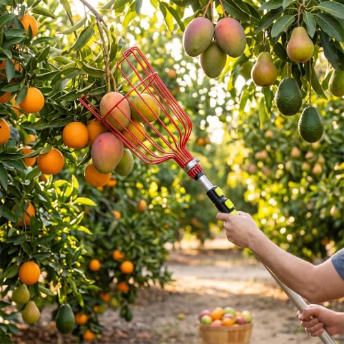 GLOGLOW red detachable fruit picker basket for 3cm diameter picker pole