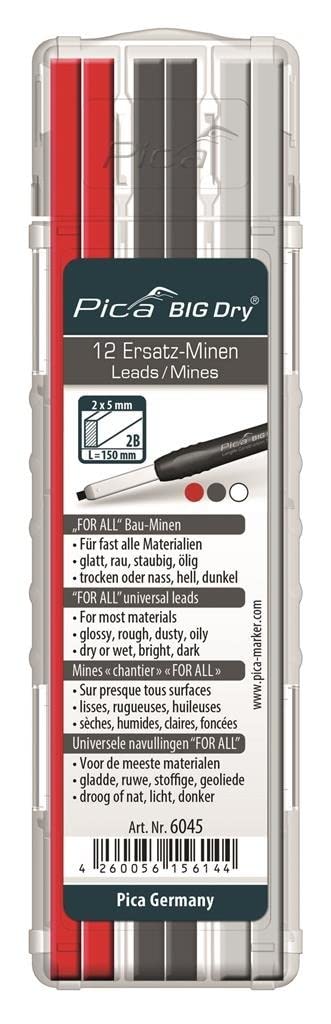 Pica 6095 Marker/Deep Hole Marker Value Box Pen Big Dry, 1 x Refill Water Soluble "Red" and "White" in Practical Cushion Box, Pack of 2 (1 Pack)