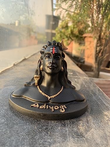 BEXCO Handcrafted Adiyogi Shiva Statue – 4x4x4 Inch Matte Black Lord Mahadev Idol for Car Dashboard, Miniature Meditating Shiva Figurine & Decorative Showpiece for Living Room & Desk
