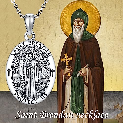 DAYLINLOVE Sterling Silver Religion Jewelry Saint Michael/Saint Raphael/Praying Hands Coin Medal Pendant Necklace Saint Archangel Protection Jewelry for Men Women saint brendan necklace