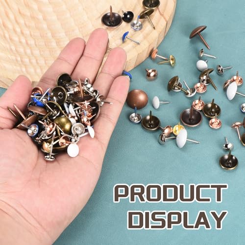 MECCANIXITY 3/4-inch round gold metal upholstery tacks for furniture, wall decor, and DIY projects, pack of 90