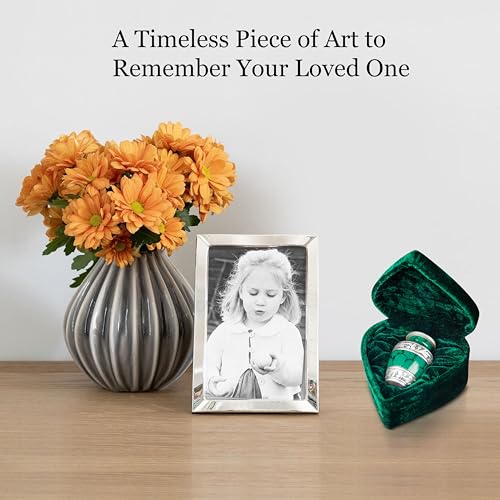 Small Keepsake Cremation Urn for Human Ashes Men Women with Velvet Heart Case, Bag & Funnel – Green Mini Family Sharing Funeral Tiny Urn Male Female or Pet - Memorial Decorative Urn for Mom Dad