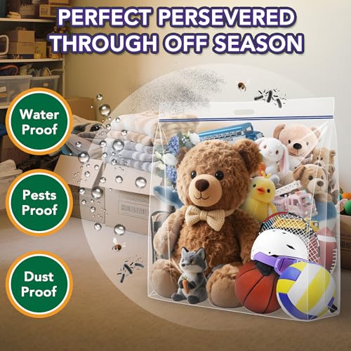 4 Pcs Extra Large Clear Wreath Storage Bag with Handle, 34"x34"x8.5" 34"x34"x8.5"