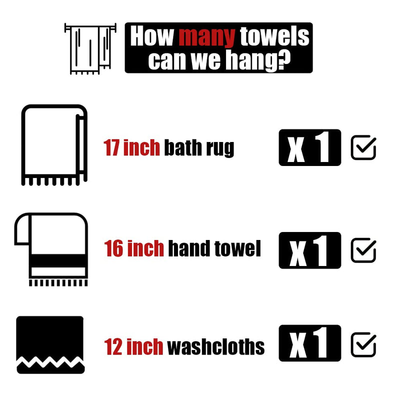JQK Bath Towel Bar Brushed Gold, 18 Inch 304 Stainless Steel Thicken 0.8mm Towel Rack Bathroom, Towel Holder Wall Mount, Total Length 20.47 Inch TB110L18-BG 20.5 Inch