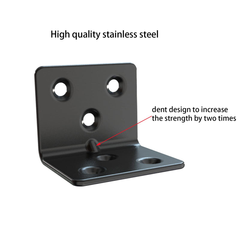 Black Stainless Steel Shelf Bracket,Joint Right Angle Bracket,L Shape Heavy Duty Metal Corner Brace Shelf Supporter for Wood Aufuga (20, 1.5x1.2x1.2") 1.5x1.2x1.2" 20