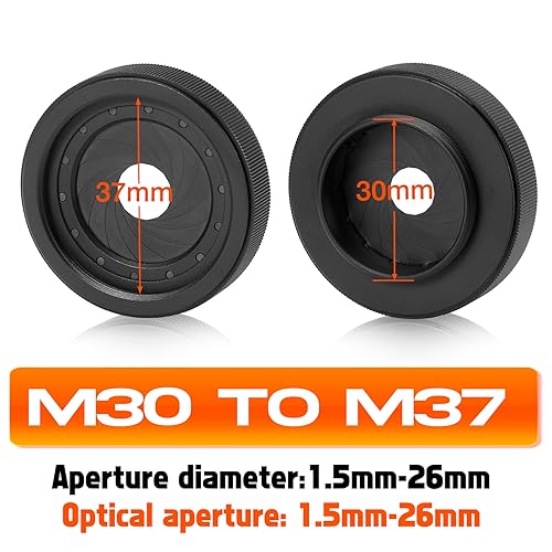 Adjustable Iris Aperture Diaphragm Filter Pack M30 to M37 Iris Aperture Diaphragm Adapter Optical Diaphragm 1.5-26mm Lens Module Adapter Ring PVS-14 PVS 14 Optics pvs14 Iris Filter Pack