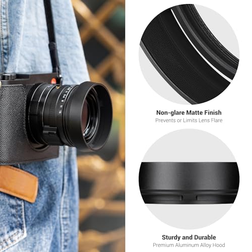 JJC Metal Lens Hood Shade & Lens Cap for Leica Q3 43/Q3/Q2/Q Cameras, Black
