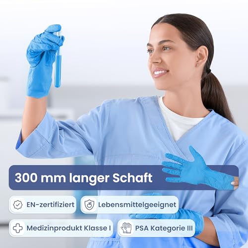 Nitrile Long Disposable Gloves Nitrile Gloves L [Pack of 100] Hypoallergenic, Powder-Free & Latex Free - Extra Long - Tear-Resistant Disposable Gloves