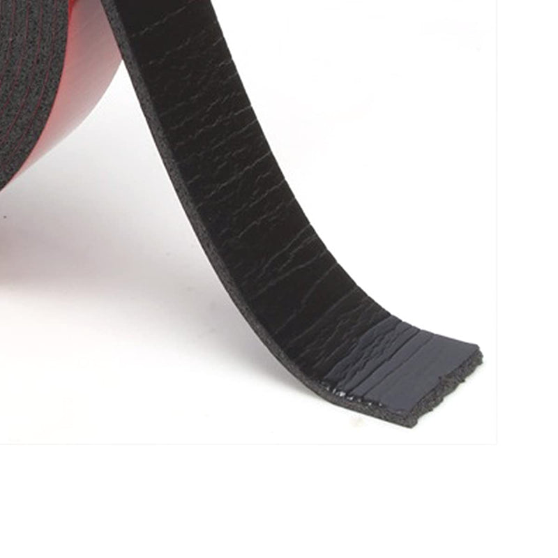 Unifizz PE Foam Double Sided Adhesive Tape Sponge Mounting Tape 2mm Thick 5m Length 5mm Wide Red Film Sticker Foam Glue Strip Sealing for Indoor Outdoor and Home Office Decor, Black 2 Rolls