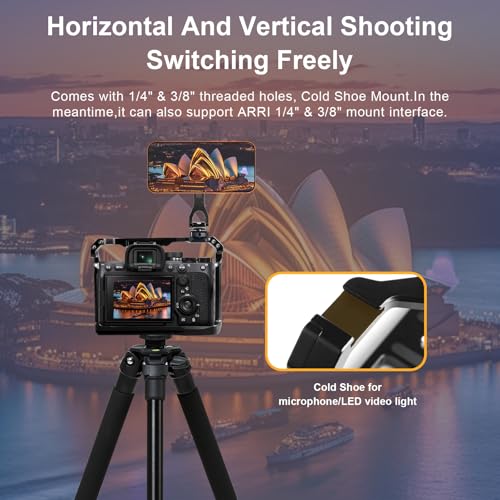 ILCE-7RM5/A7RM5/Alpha A7R V/A7R5 Camera Cage,ILCE-7M5/Alpha 7 V/A7M5 Cage with Cold Shoe Mount for ARCA and Compatible with ARRI 3/8”Interface and for Filmmaking or Vlog
