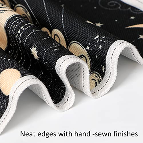 Betylifoy Moon and Sun Wall Tapestry with Tassels 2 Pack Banner Tapestry blackone