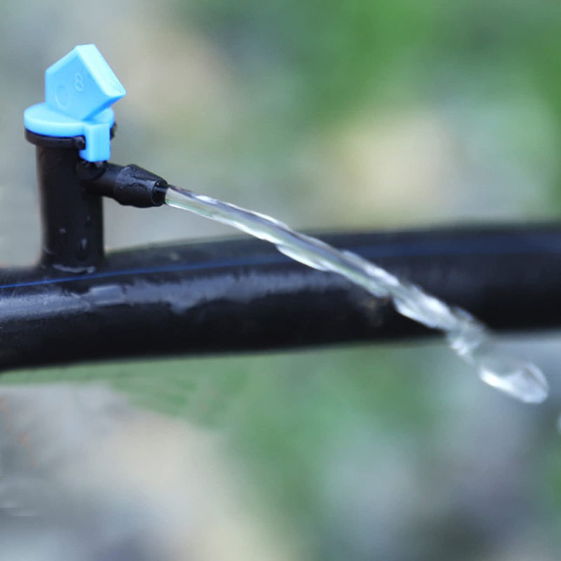 [Australia - AusPower] - 100 Pack 2 GPH Flag Irrigation Dripper Emitter 8L/H Garden Irrigation Drip Emitters Irrigation Emitter Flag Dripper Drip Irrigation Connect 4mm/7mm Hose for Home Garden Trees Herbs (Blue) 