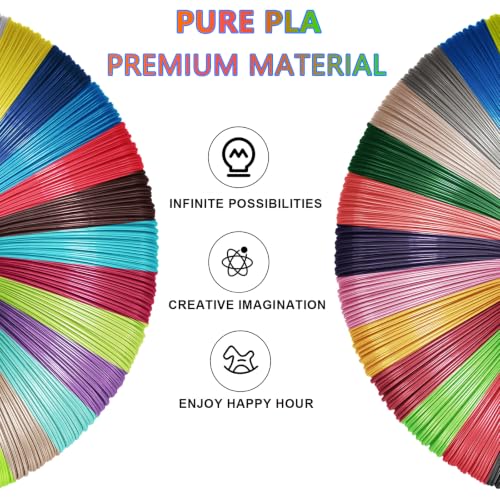 Yungden 3D Pen Filament Refills, 40 Colours, 1.75mm PLA 3D Printing Threads